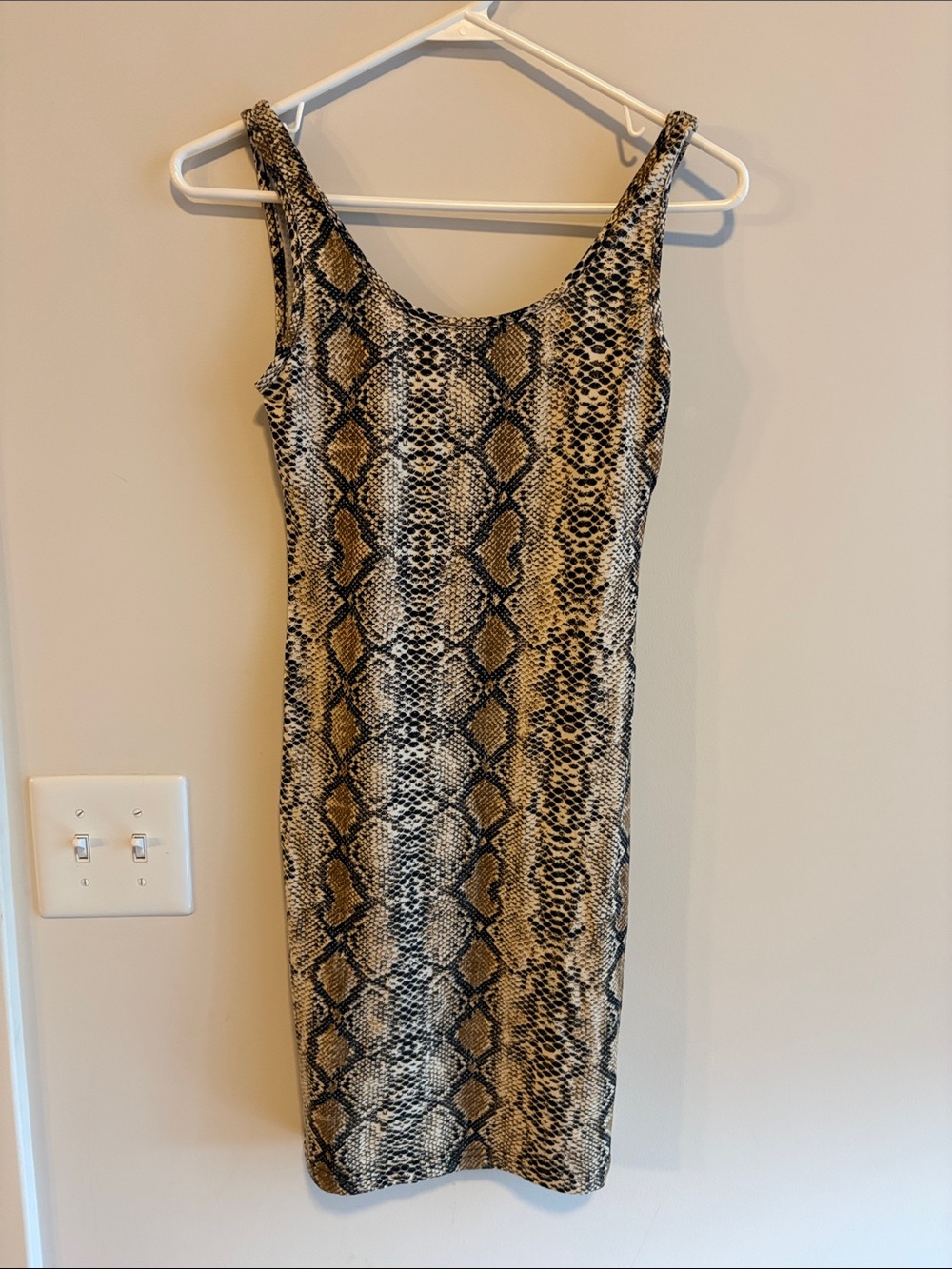 Daisy Snake-Print Midi Dress in Brown and Black